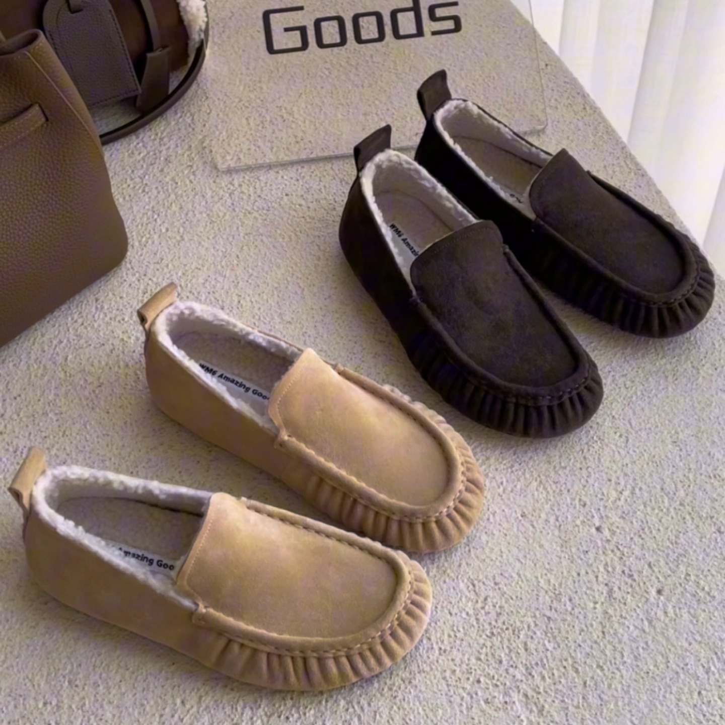 WM6平底豆豆鞋休闲羊毛加绒女鞋