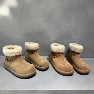 先峰名典2025冬季新款欧洲站欧货保暖加绒棉靴平底磨砂皮雪地靴女