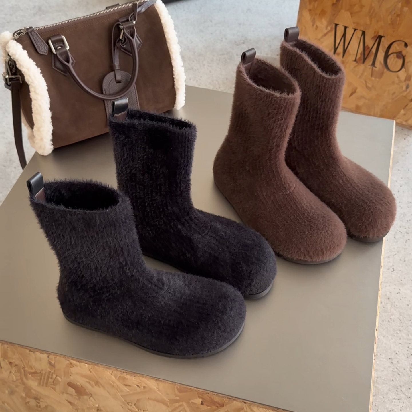 WM6平底时尚袜靴针织弹力靴女鞋