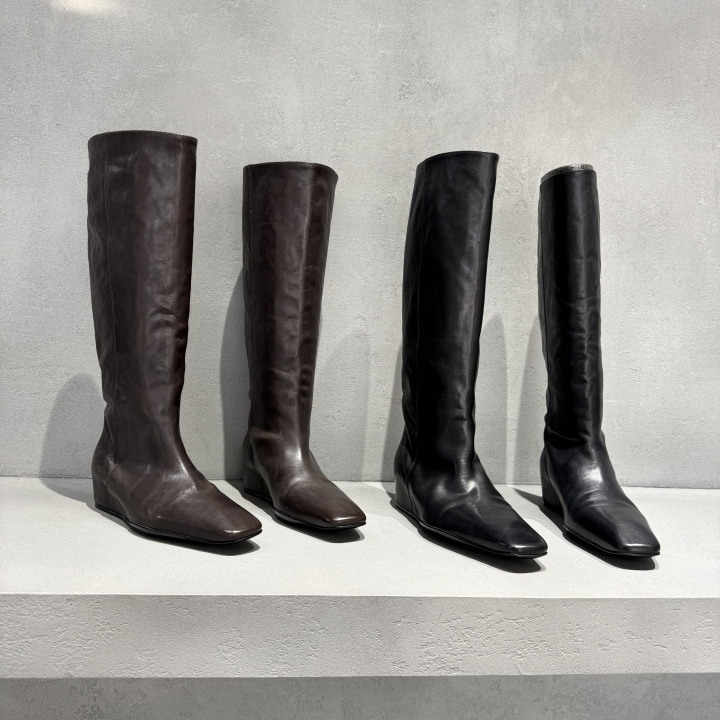 先锋名典时装靴内增高方头女长靴