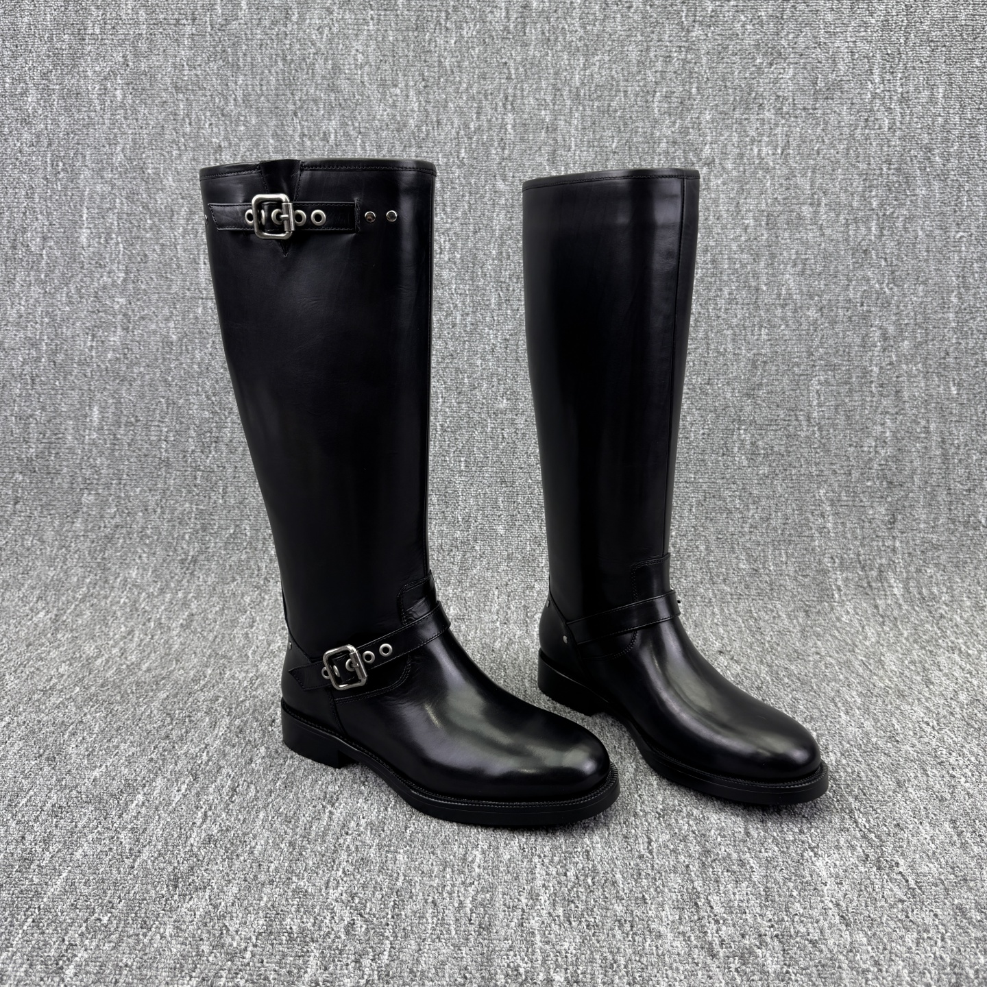 骑士靴真皮皮带扣时尚套筒女长靴