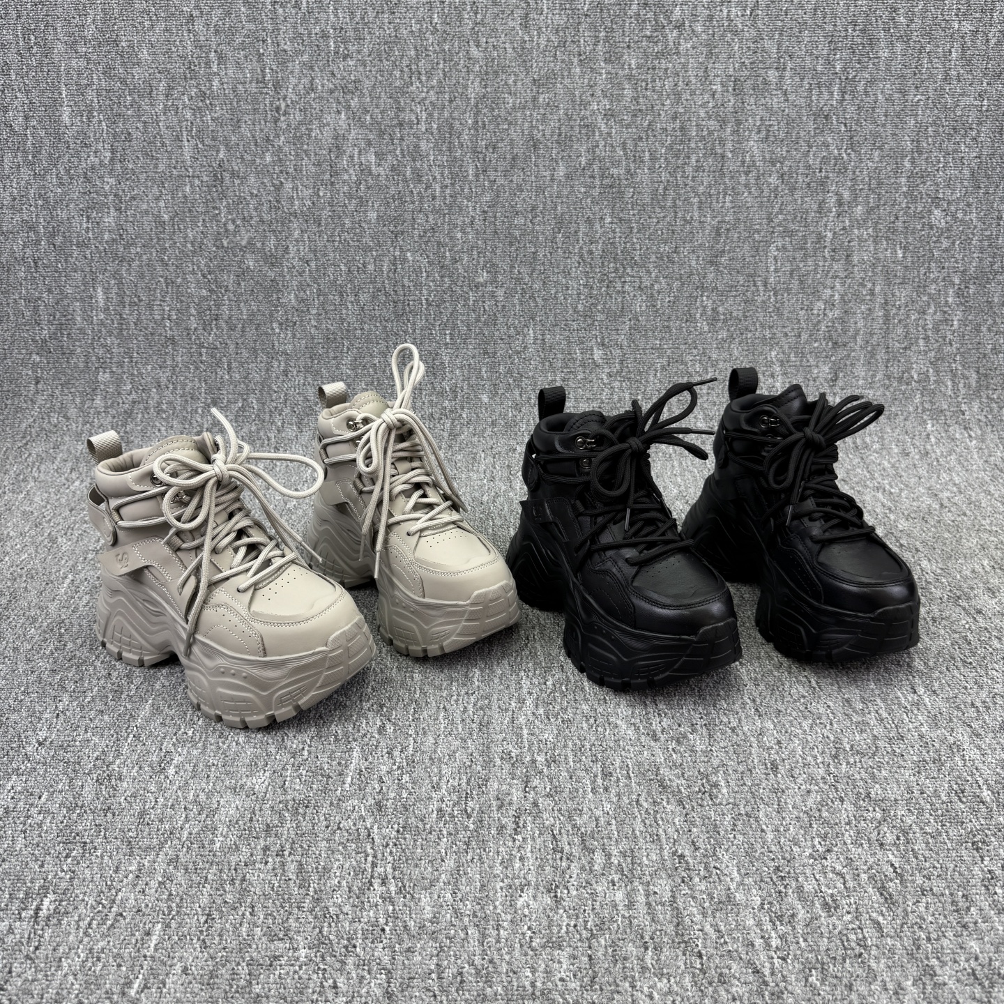 松糕底增高系带高帮鞋真皮女鞋