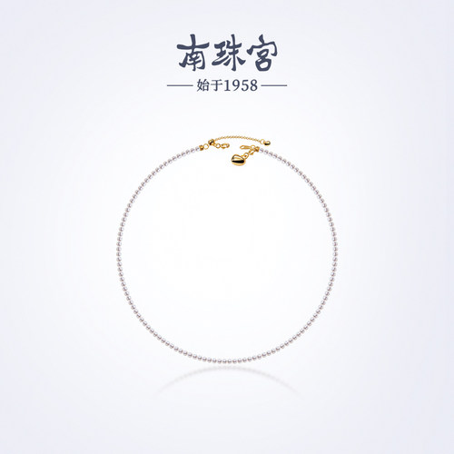 南珠宫新秀淡水珍珠项链小米珠锁骨链年轻款送老婆礼物925银