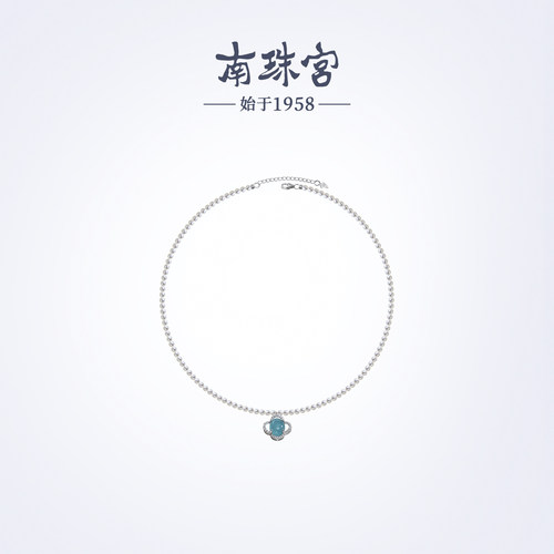 南珠宫淡水海蓝宝珍珠项链精致个性优雅日常穿搭生日礼物送女友