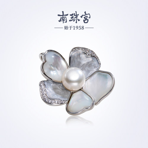 南珠宫淡水珍珠胸针寻香胸花年轻款秋冬百搭送女友圣诞礼物