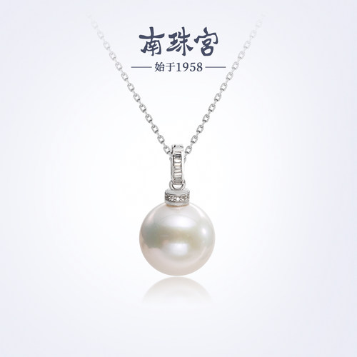 南珠宫珠铃淡水珍珠吊坠925银天然珍珠项链百搭生日礼物送女友