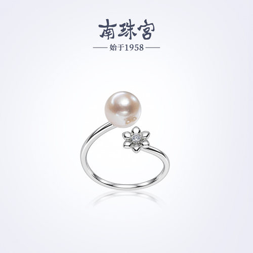 南珠宫海水珍珠开口戒指优雅送礼