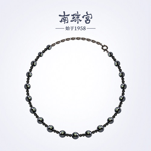 南珠宫S925银海水珍珠黑猪鼻扣