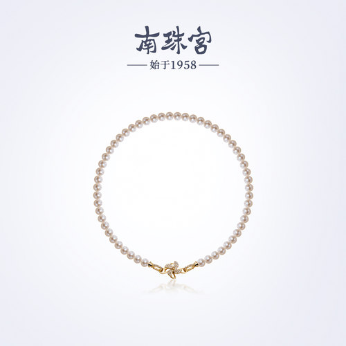 南珠宫新款风车设计925银淡水珍珠项链精致优雅强光近圆送女友
