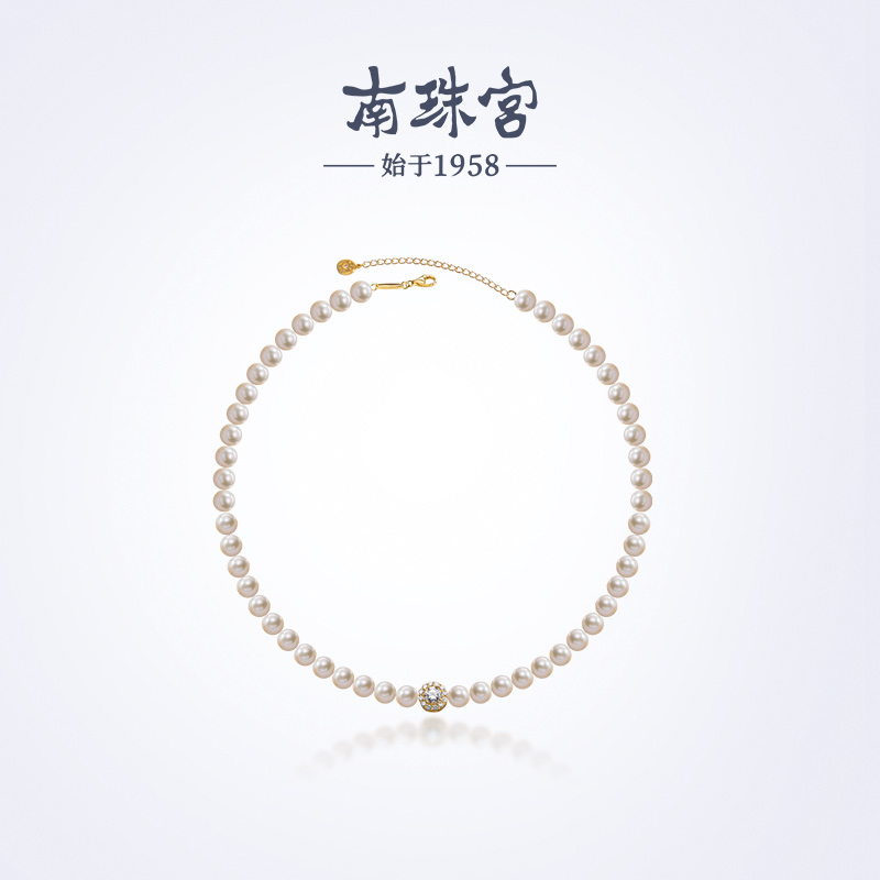 南珠宫光点 925银淡水珍珠项链个性优雅轻奢高级感
