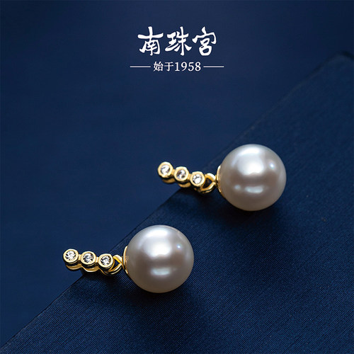 南珠宫耳环S925银海水珍珠