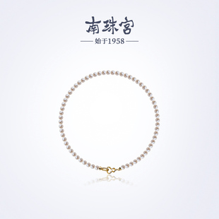南珠宫葫缘925银淡水珍珠项链强光近圆简约优雅送长辈C HJX148SD