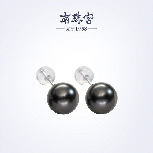 南珠宫耳环18k金海水珍珠
