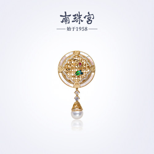 南珠宫珠纪淡水珍珠胸针温柔强光送妈妈气质礼物C-BYAZ082SD-J