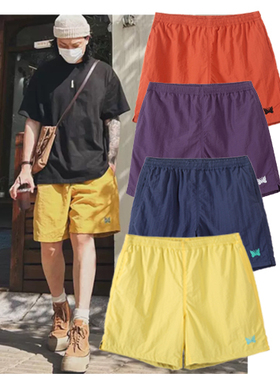 BEAMS×NEEDLES尼龙速干蝴蝶短裤 日系宽松多巴胺情侣休闲沙滩裤