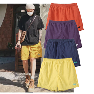 BEAMS×NEEDLES尼龙速干蝴蝶短裤 日系宽松多巴胺情侣休闲沙滩裤