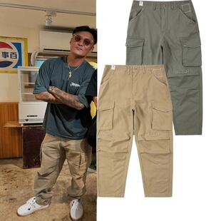 MADNESS水洗破坏刀割日产军裤 余文乐同款多口袋宽松直筒工装长裤