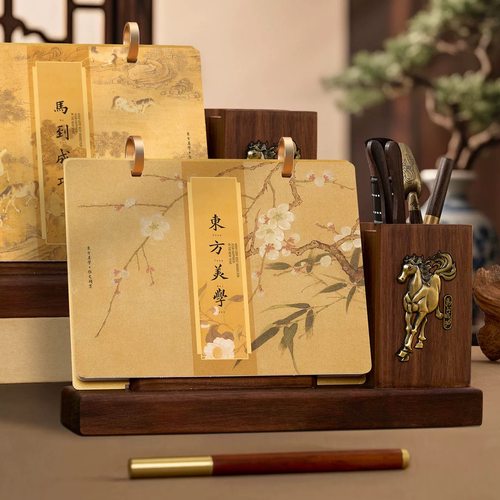 2026中式木质台历定制logo