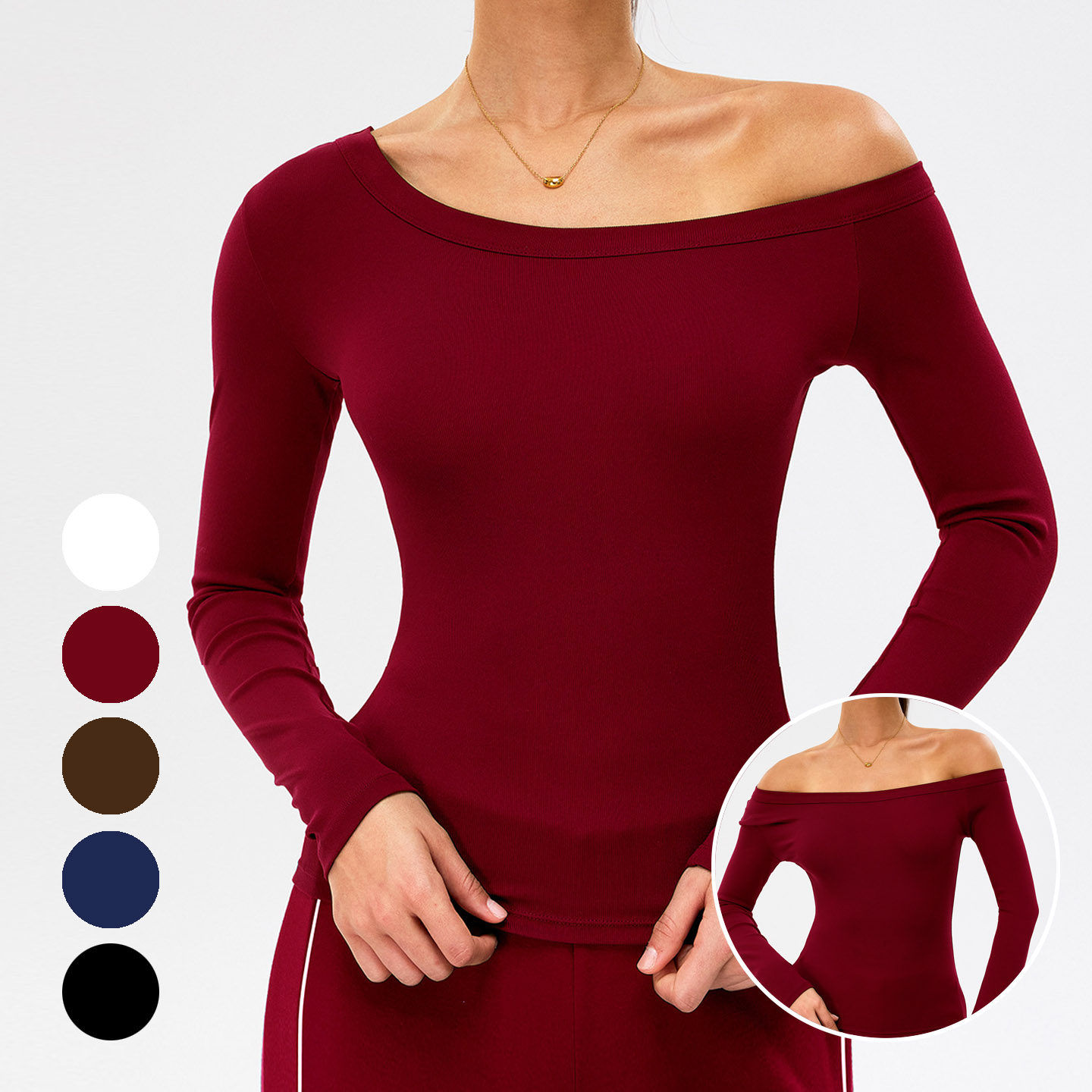 欧美裸感罗纹瑜伽T恤女一字领普拉提舞蹈跑步速干长袖健身服上衣,运动/瑜伽/健身/球迷用品,瑜伽t恤,淘宝优惠券,粉丝福利购,淘宝优惠卷