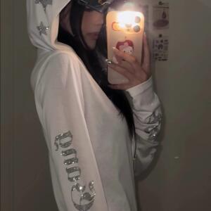 美式高街连帽星星烫钻防晒衣女夏季修身薄纱辣妹罩衫潮牌长袖上衣