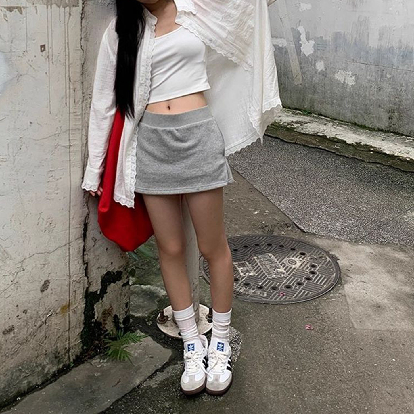 白色蕾丝防晒长袖衬衫外