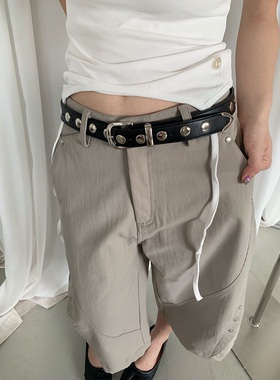 黑色潮酷中性辣妹铆钉腰带女高街小众设计感ins风时髦百搭皮带潮