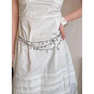 高级感仿珍珠多层腰链女优雅民族风配连衣裙显气质链条腰间装饰