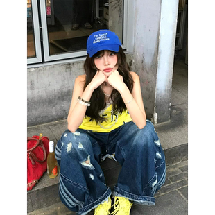 明星同款 软顶百搭遮阳弯檐鸭舌帽潮男 复古洗水刺绣字母棒球帽女款