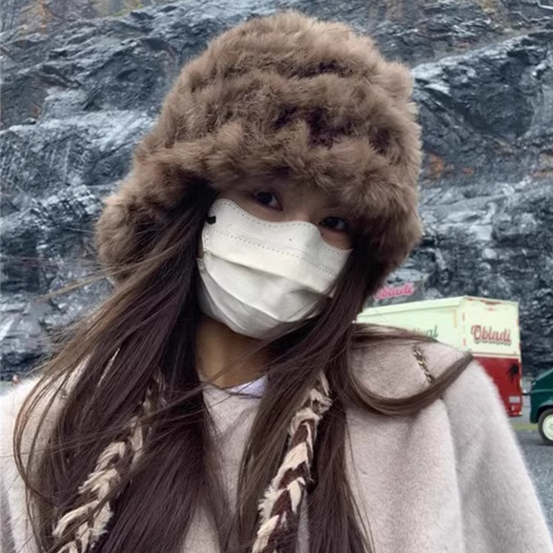 复古韩系逛街百搭毛绒护耳帽