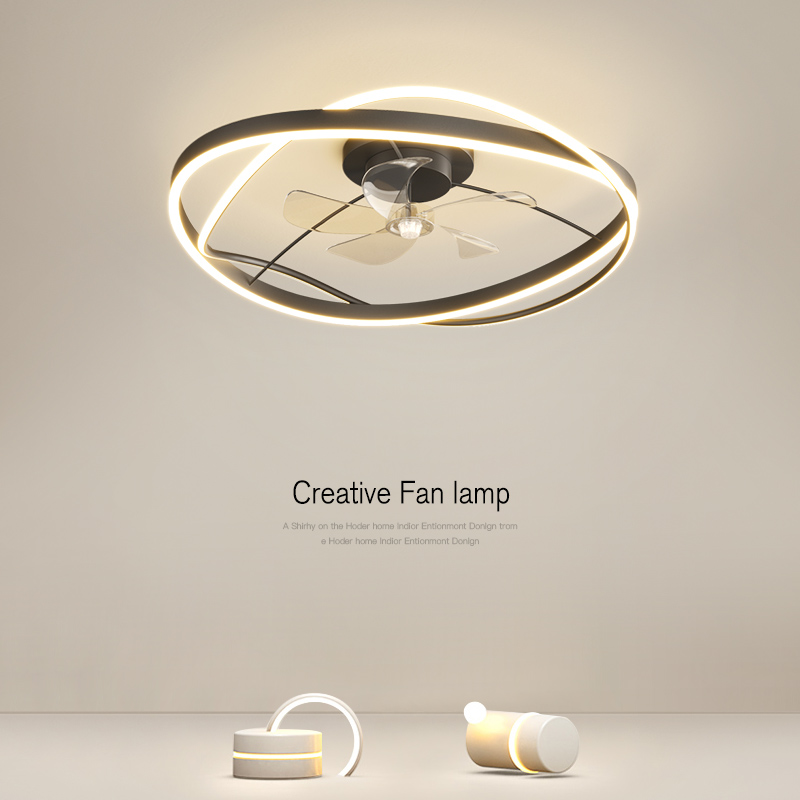 极简客厅灯隐形风扇灯简约现代餐厅灯具北欧主卧室智能一体电扇灯