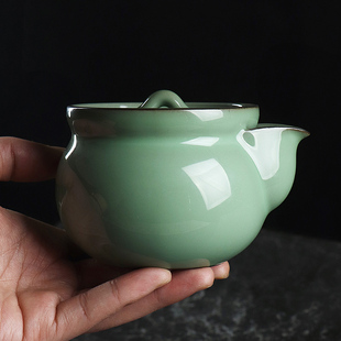 铁胎梅子青官窑手抓壶 凝香阁 家用陶瓷功夫茶具不烫手大号泡茶壶