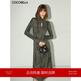 COCOBELLA新中式 毛衣裙FR3065 扎染立领连衣裙针织裙国风气质长袖