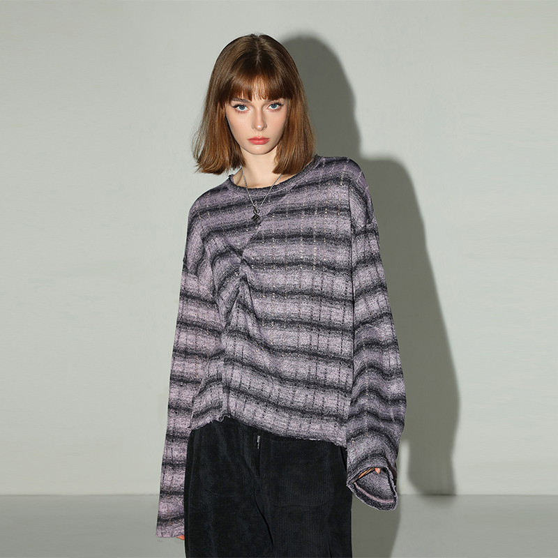 COCOBELLA条纹抽褶针织衫