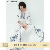 清仓 断码 COCOBELLA重工定位刺绣民族风连衣裙沙滩裙两件套FR920