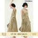 COCOBELLA高奢质感褶皱肌理背心裙流苏光泽千金风连衣裙FR160
