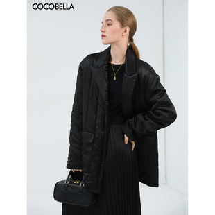 COCOBELLA静奢肌理感缎面绗缝西装 棉服女冬夹棉休闲外套MF7006 式