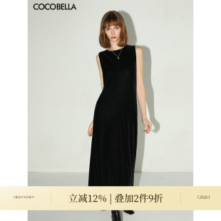 COCOBELLA赫本风丝绒小黑裙优雅气质混搭连衣裙无袖 背心裙FR3070