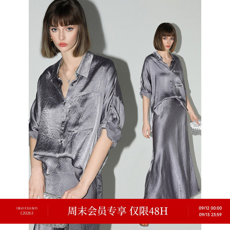 COCOBELLA100%醋酸奢感衬衫图片