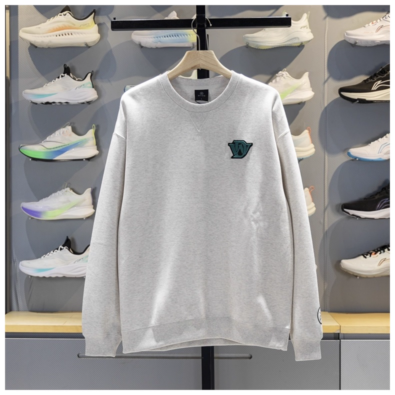 李宁韦德系列男子卫衣2025冬季宽松休闲套头圆领潮流卫衣AWDV735