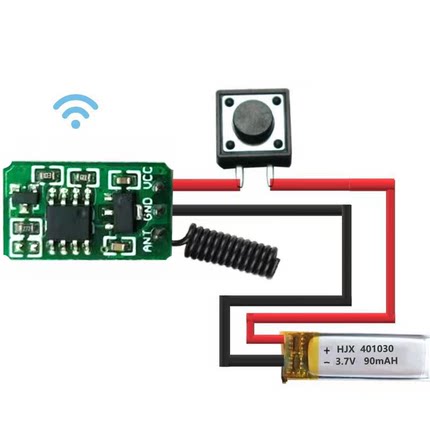 433M315M无线发射遥控模块 超小3.7V5V9V12V电池外接按钮遥控器