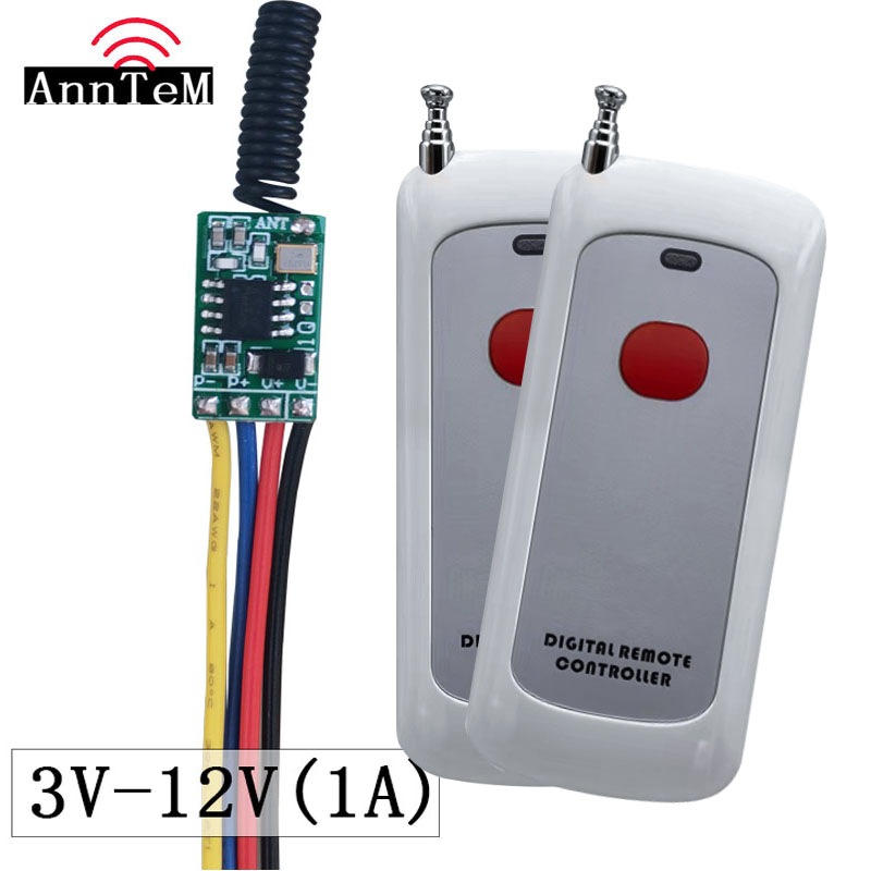 无线遥控开关3.7V4.5V12V电池通断控制器LED电源小型微型通断电