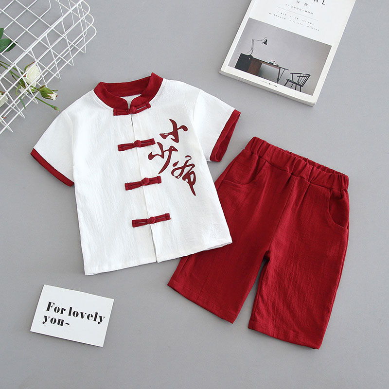 儿童短袖套装男童夏装女宝宝1-2-3--4-5岁夏季衣服2023新款唐装潮