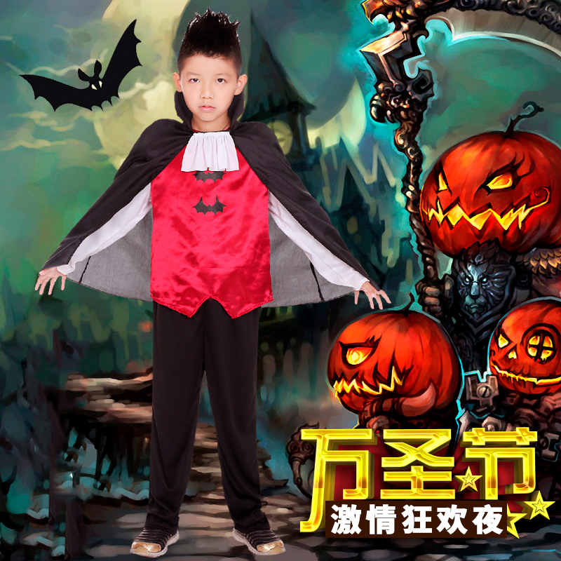 哈罗威万圣节儿童服装男鬼节化妆晚会派对舞台表演吸血鬼套装