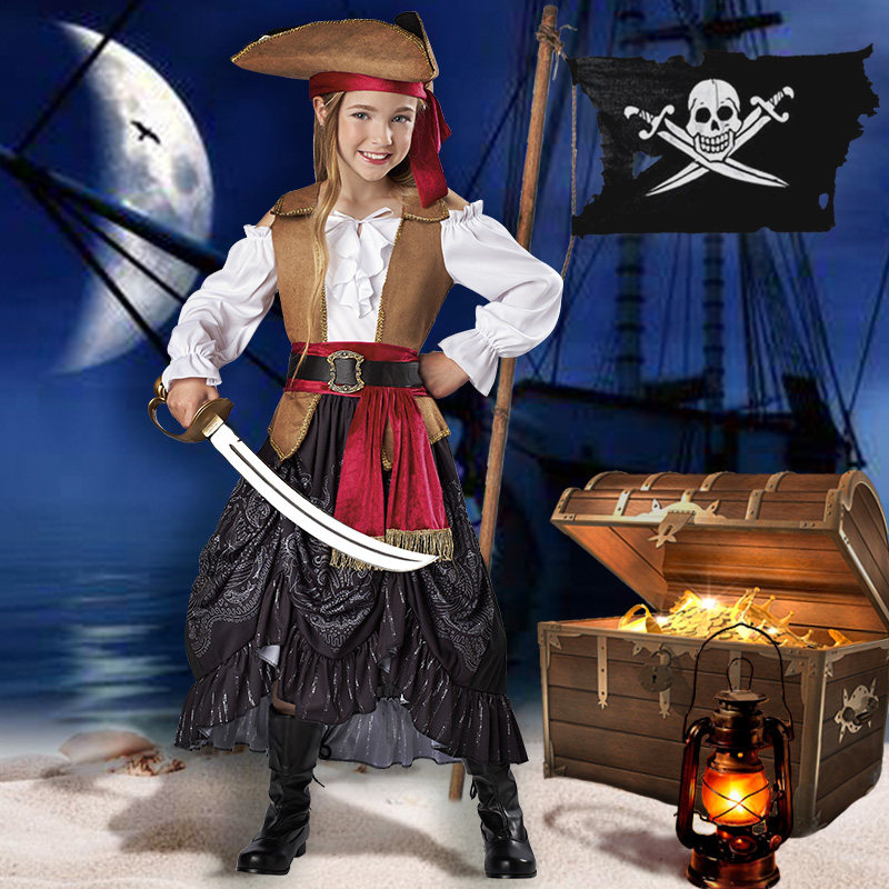 万圣节儿童服装cosplay女童化妆舞会演出装扮服装加勒比海盗表演