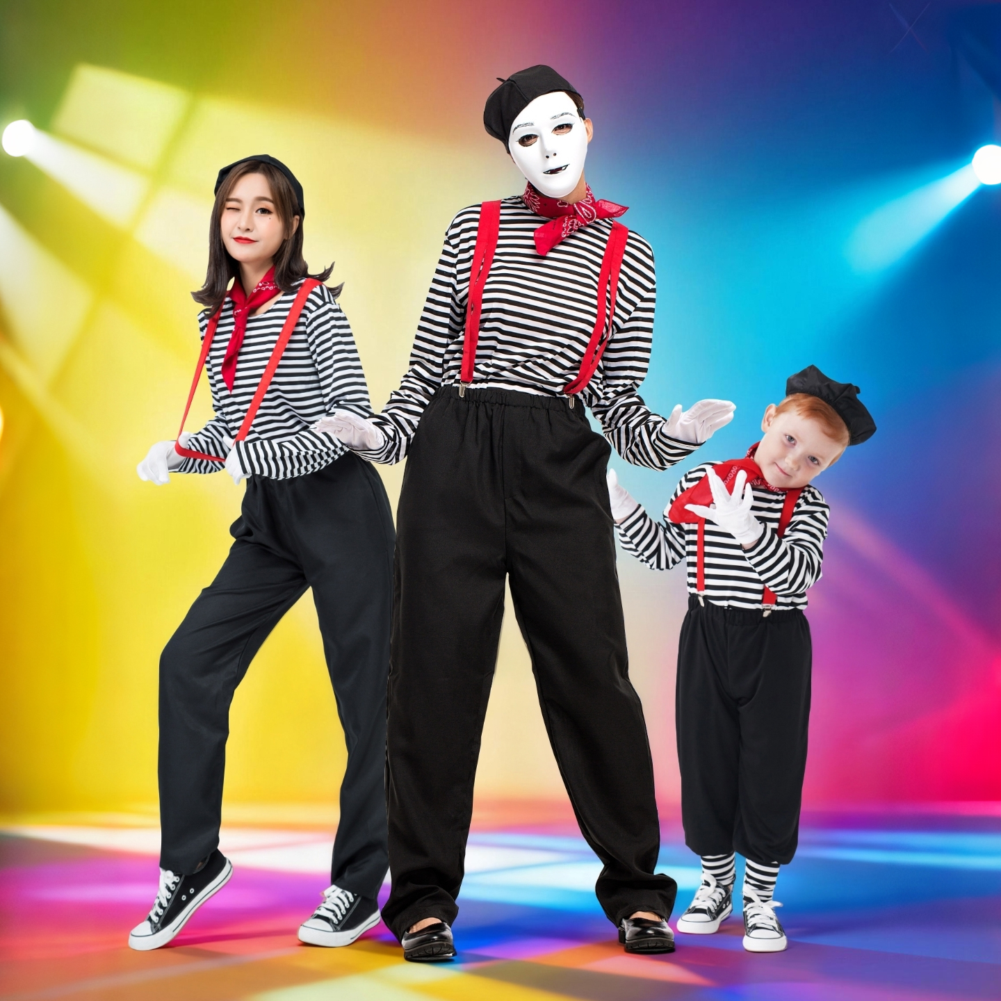 万圣节cosplay哑剧黑白条纹背带