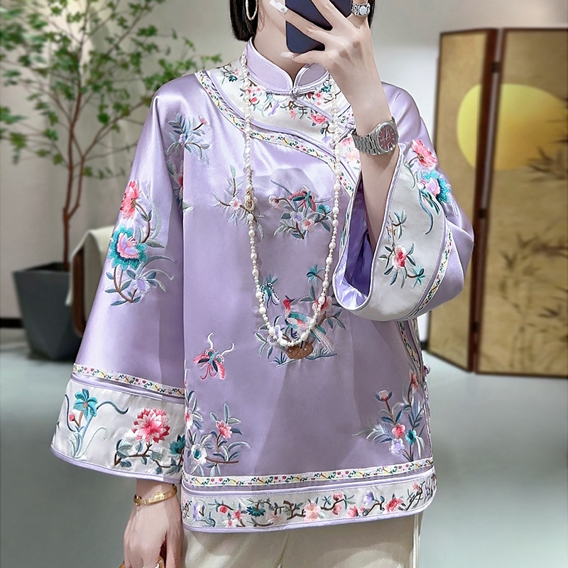 2025新款新中式复古国风刺绣上衣