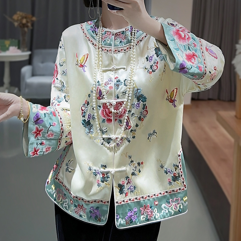 唐装复古刺绣圆领上衣外套