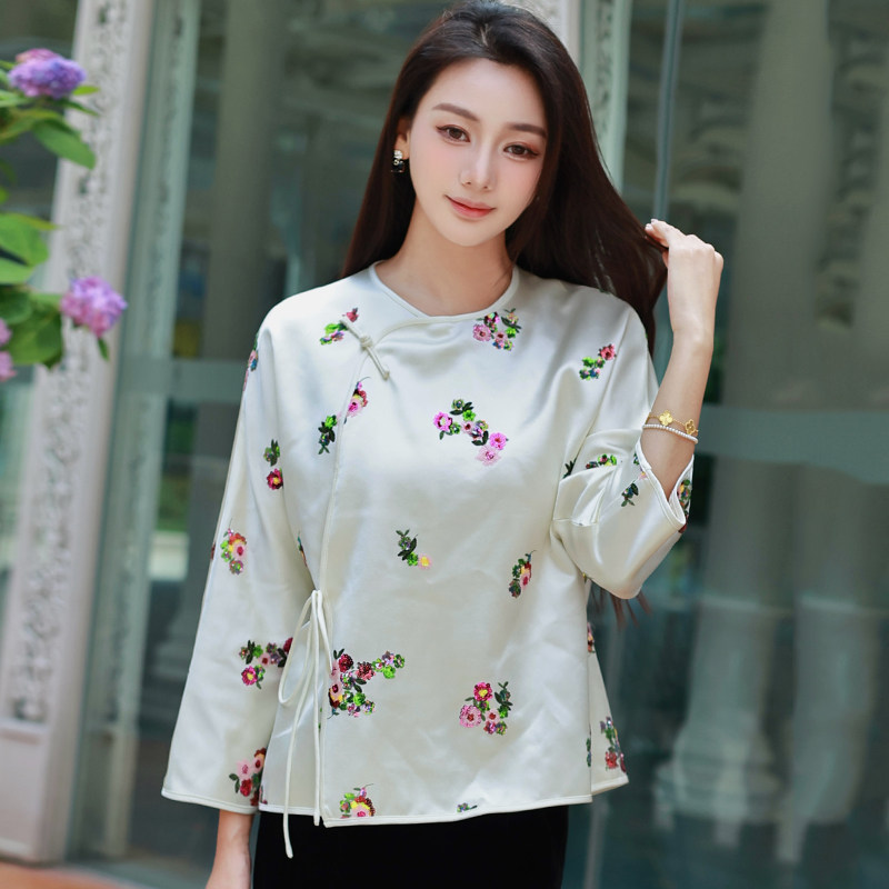 新中式复古国风刺绣唐装上衣短款