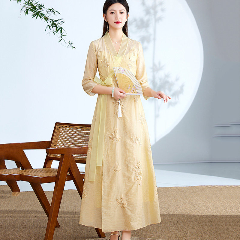 汉服夏款女2022年新款成人高端原创正品复古风国潮女装改良连衣裙