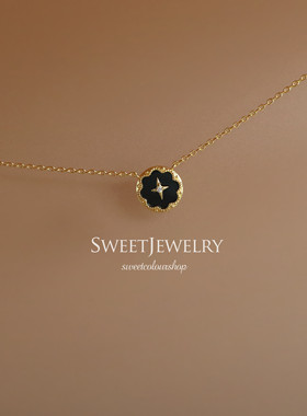 黑玛瑙925银复古款锁骨链